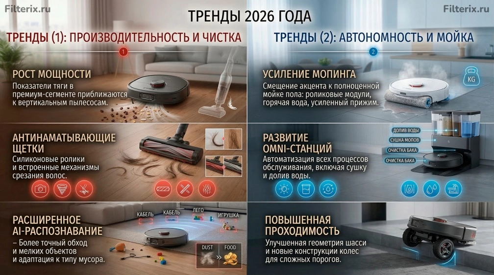 Роботы-пылесосы - тренды 2026 года 