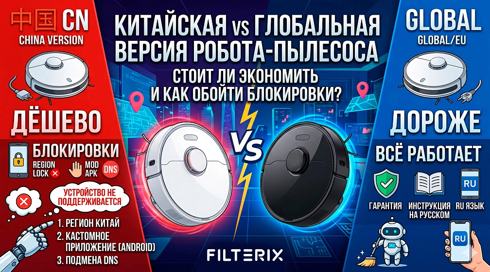 Китайская vs Глобальная версия робота-пылесоса: Стоит ли экономить и как обойти блокировки?