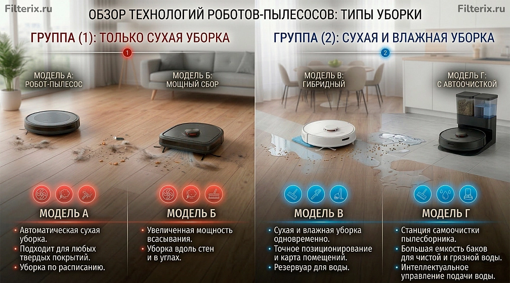 Какие бывают роботы-пылесосы – полный гайд 2026