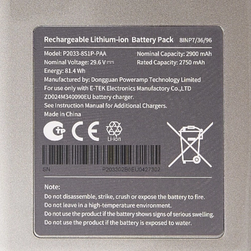 Дополнительный аккумулятор с корпусом для Dreame T30, T30 Neo - P2033-8S1P-PAA, Li-ion, 2900 mAh